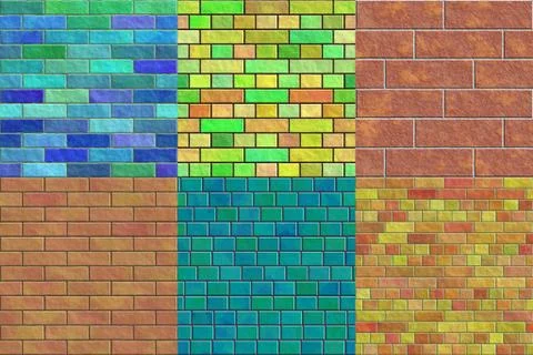 Set of brick wall seamless generated textures Stock Illustration