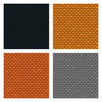 Set of Brick Walls Background. Four Textures. Vector illustration. Stock Illustration