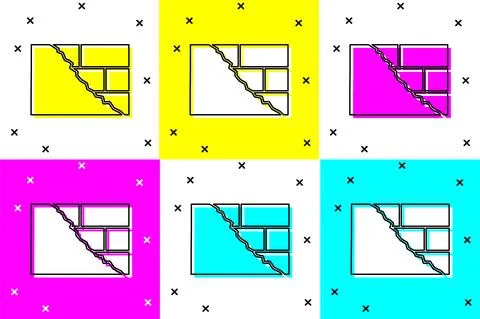 Set Bricks icon isolated on color background. Vector Stock Illustration