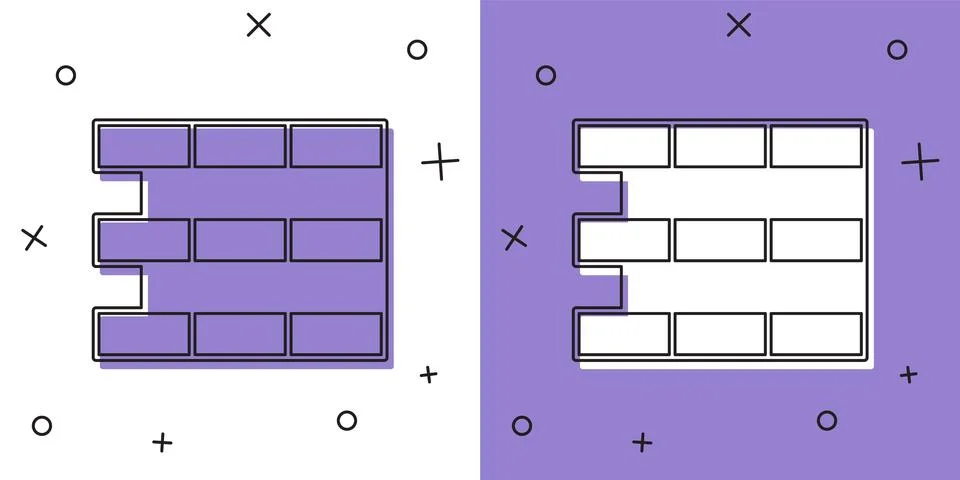 Set Bricks icon isolated on white and purple background. Vector Stock Illustration