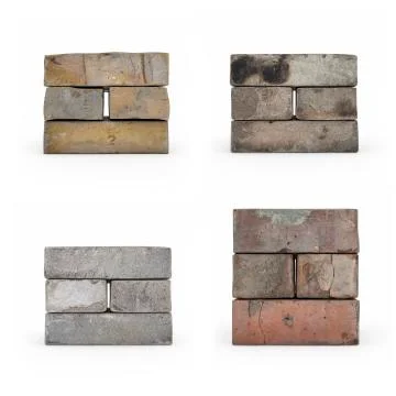 Set of brickwork isolated 3d rendering Stock Illustration