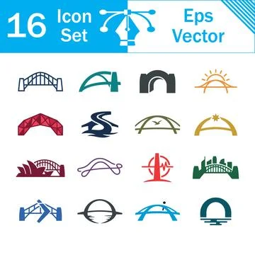 Set of bridge icons vector illustration architecture landmarks design Stock Illustration