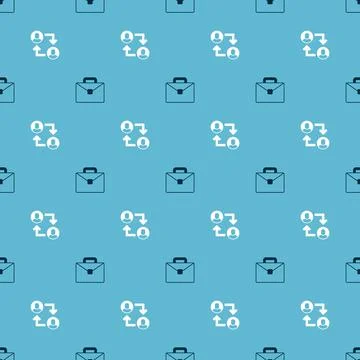 Set Briefcase and Project team base on seamless pattern. Vector Stock Illustration