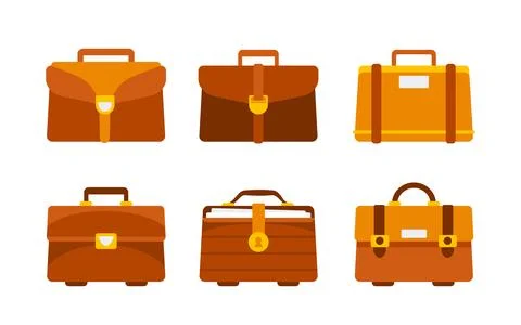 Set of briefcase. Business bag for documents. Office handbag. Vector 스톡 일러스트