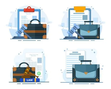 Set of briefcase lawyer document file icon vector illustrations Stock Illustration