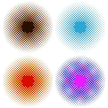 Set of Bright Abstract Circles Frames Design Elements. Perfect halftones on a Illustrazione stock