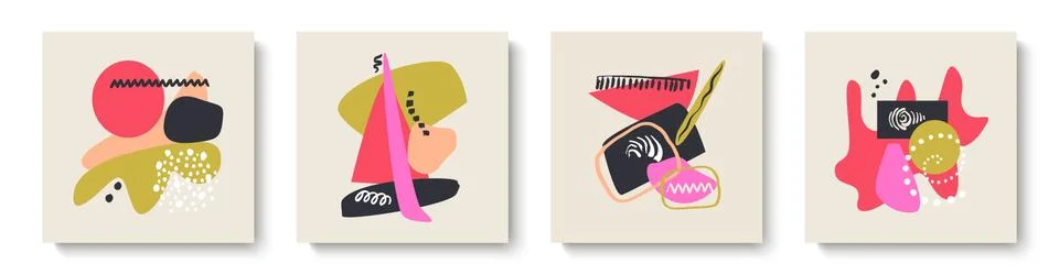 A set of bright abstract maps with hand-drawn shapes and textures.Suitable for Stock Illustration