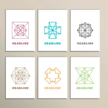 Set bright abstract shapes on a white background Stock Illustration
