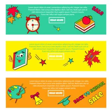 Set of bright banners BACK TO SCHOOL SALE Stock Illustration