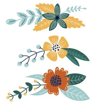 Set of bright bouquets for your design Stock Illustration