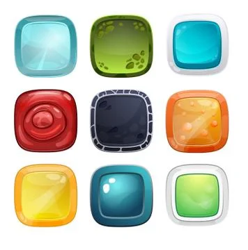 Set of bright buttons for game or web design Stock Illustration