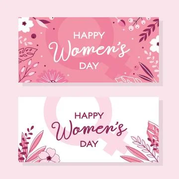 Set of bright cards for March 8 and International Women's Day with floral d.. Stock Illustration