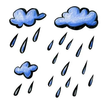 Set with bright cartoon rain clouds. Stock Illustration