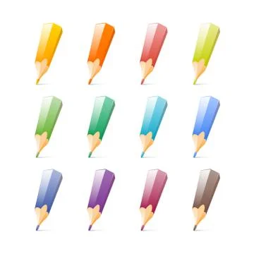 Set of bright color pencils. Vector illustration 库存插图