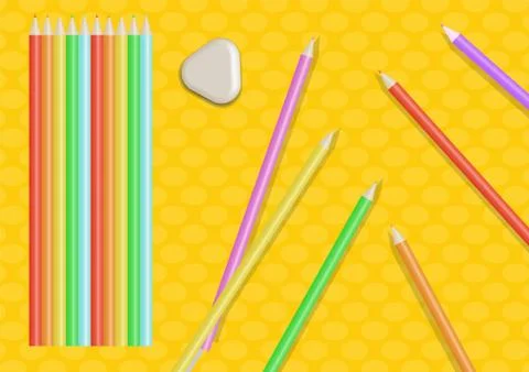 A set of bright colored pencils. Vector isolated illustration. Stock Illustration