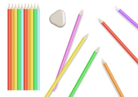 A set of bright colored pencils. Vector isolated illustration. Stock Illustration