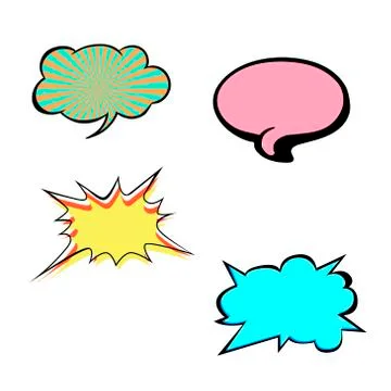 Set of bright colorful blank vector speech bubbles. Colorful icons isolated  Stock Illustration