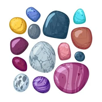 Set of bright colorful pebbles flat style, vector illustration イラスト素材
