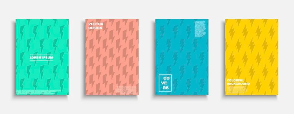 Set of bright decorative covers. Abstract colorful posters with creative Stock Illustration