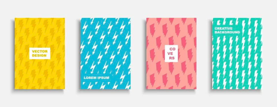 Set of bright decorative covers, templates, backgrounds, placards, brochures Stock Illustration
