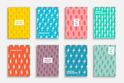 Set of bright decorative covers, templates, backgrounds, placards, brochures Stock Illustration