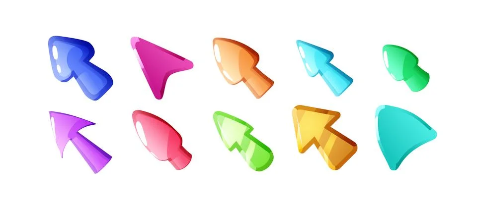 Set of bright different arrows flat style, vector illustration Stock Illustration