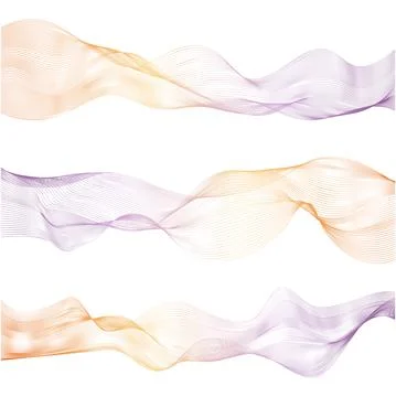 Set bright dynamic wave lines. Abstract vector multicolored template. Stock Illustration