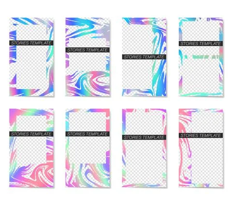 Set of bright editable template for stories and streaming. Illustrazione stock