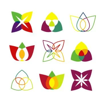 Set of bright geometrical logos Stock Illustration