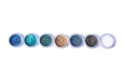 Set of bright glitters in jars Foto stock