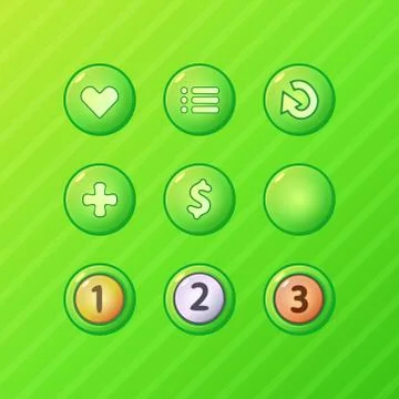Set of bright green game ui vector elements イラスト素材