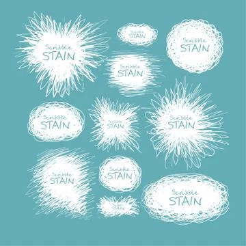 Set of bright hand-drawn scribble circles and stains for your design. Vector Stock Illustration