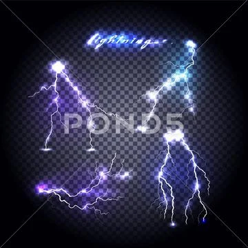 Set of Bright Lightning Design Stock Illustration