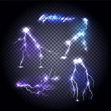 Set of Bright Lightning Design Illustrazione stock