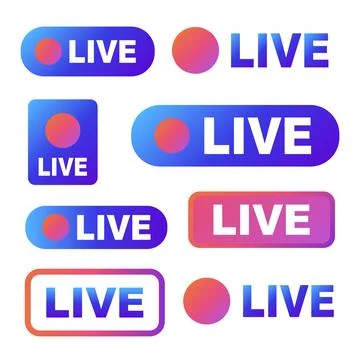 Set of bright LIVE live broadcast buttons with gradient. Vector illustration Stock Illustration