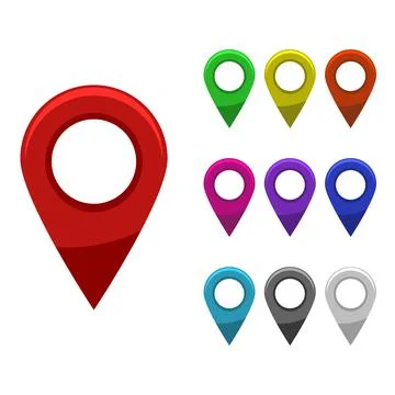 Set of bright map pointers. Flat and solid color style vector illustration. Stock Illustration