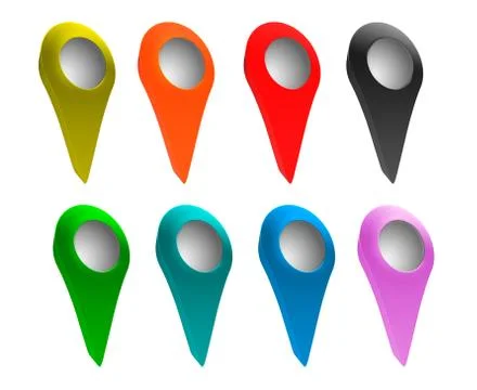 Set of bright map pointers. Illustrazione stock
