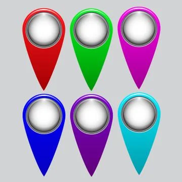 Set of bright map pointers Stock Illustration