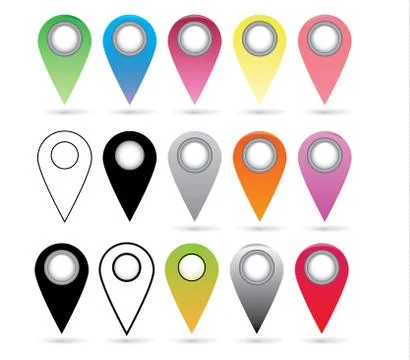 Set of bright map pointers Stock Illustration