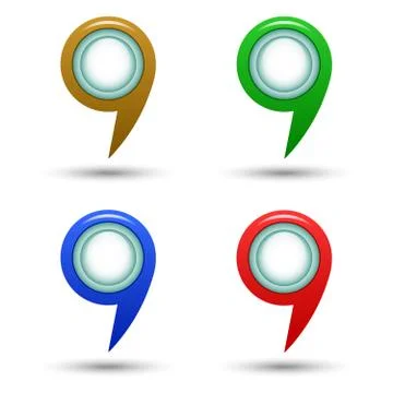 Set of bright map pointers Stock Illustration