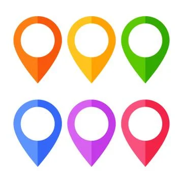 Set of bright map pointers Stock Illustration