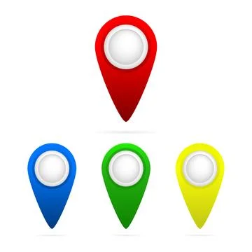 Set of bright map pointers. Map pin icon. Ilustração Stock