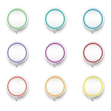 Set of bright map pointers vector pin label illustration Stock Illustration