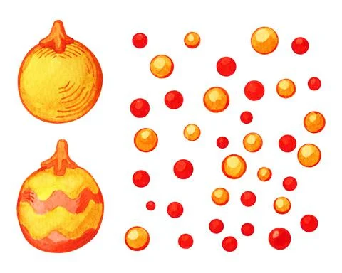 Set of bright New Year's elements, watercolor drawings in vector format. Stock-Illustration