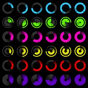Set of bright progress indicators for the web Ilustración de archivo