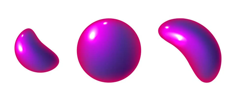Set of Bright purple liquid shape, sphere or icon vector isolated on white イラスト素材