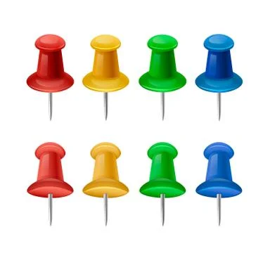 Set of bright push pins Stock Illustration