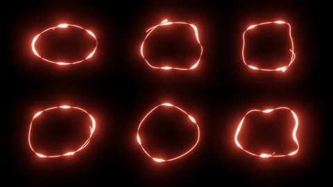 A set of bright red scribbled circles on a black background Video stock 294314617