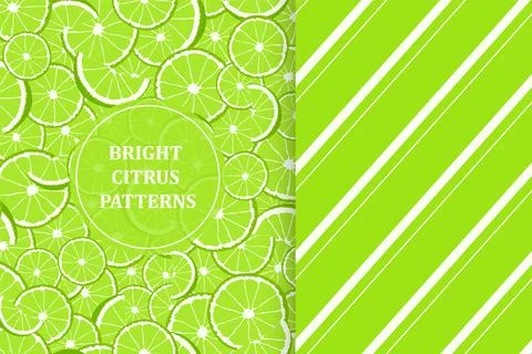 Set of bright seamless fruits patterns - hand drawn design. Repeatable citrus イラスト素材