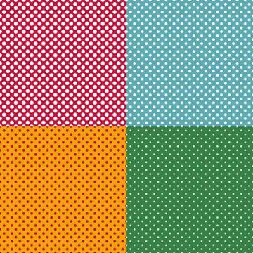 Set of bright seamless patterns with dots Stock Illustration